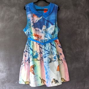 Modcloth Whimsy Without End Snow Cats Fit & Flare Dress 3X